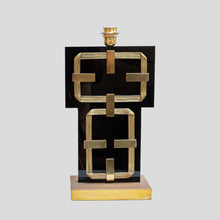 Load image into Gallery viewer, A black perspex with brass deco table lamps by Frigerio