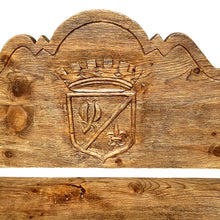 Load image into Gallery viewer, 1920s Oak Heraldic Bench with Spanish & French Royal Alliance Crest