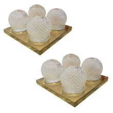 Load image into Gallery viewer, Pair of Large Vintage 1970s Brass & Glass Wall Lights with Four Globe Shades