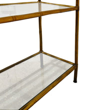 Load image into Gallery viewer, Italian 1970s Faux Bamboo Brass & Glass Five-Tier Étagère, Hollywood Regency Style