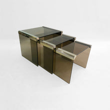 Load image into Gallery viewer, Gallotti & Radice ‘Tris’ T35 Smoked Glass Nesting Tables