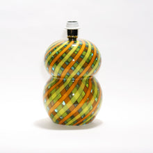 Load image into Gallery viewer, Cenedese 1960s yellow orange and green blown reticello glass table lamp
