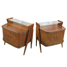 Load image into Gallery viewer, Pair of 1950s Scandinavian Bedside Tables with Glass Shelves