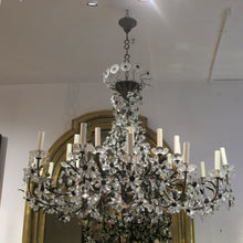 Load image into Gallery viewer, French 24-Branch Floral Crystal Chandelier, Attributed to Maison Bagués, Circa 1940s–1950s