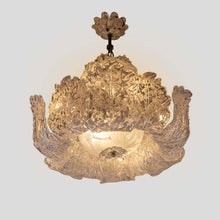 Load image into Gallery viewer, Murano Chandelier glass clear frosted white inclusion
