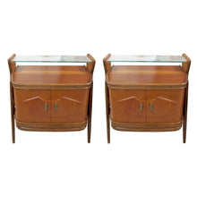 Load image into Gallery viewer, Pair of 1950s Scandinavian Bedside Tables with Glass Shelves