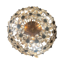 Load image into Gallery viewer, 1970s Italian Banci Firenze Round Floral Crystal Ceiling Light