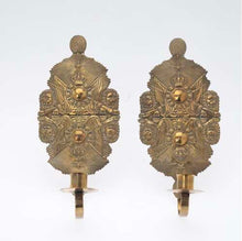 Load image into Gallery viewer, C1900 pair of Swedish brass military wall sconces