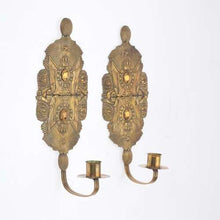 Load image into Gallery viewer, C1900 pair of Swedish brass military wall sconces