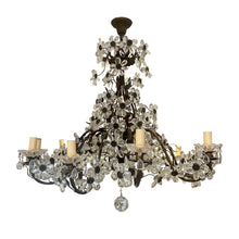 Load image into Gallery viewer, French 10-Branch Floral Crystal Chandelier, Attributed to Maison Bagués, Circa 1940s–1950s