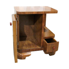 Load image into Gallery viewer, Pair of 1930s Belgian Art Deco Walnut Veneered Bedside Tables