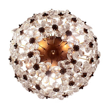 Load image into Gallery viewer, 1970s Italian Banci Firenze Round Floral Crystal Ceiling Light