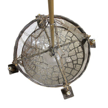 Load image into Gallery viewer, French Art Nouveau Hammered Brass Chandelier with Textured Glass Shade