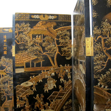 Load image into Gallery viewer, 1950s Chinese Six-Panel Lacquered Room Divider with Reliefs