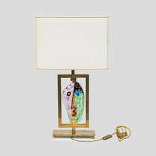 Load image into Gallery viewer, Vintage brass table lamp with Silvio Vigliaturo glass sculpture