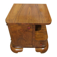 Load image into Gallery viewer, Pair of 1930s Belgian Art Deco Walnut Veneered Bedside Tables