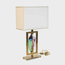 Load image into Gallery viewer, Vintage brass table lamp with Silvio Vigliaturo glass sculpture