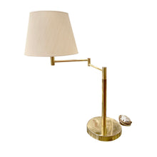 Load image into Gallery viewer, Large Swedish Table Lamp, Brass, Adjustable Swing Arm, 1970s