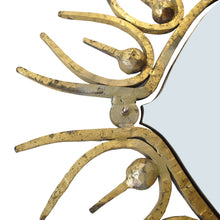 Load image into Gallery viewer, Large Mid-Century Gilt Wrought Iron Sunburst Mirror, Spanish