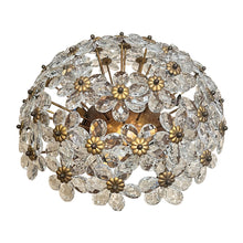 Load image into Gallery viewer, 1970s Italian Banci Firenze Round Floral Crystal Ceiling Light
