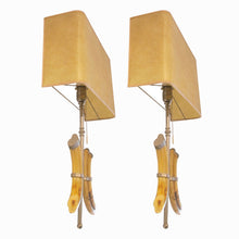 Load image into Gallery viewer, 1970s English Pair of Tusks Wall Light In the Style of Anthony Redmile