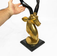Load image into Gallery viewer, Brass Antelope Head Sculpture