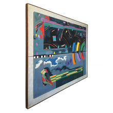Load image into Gallery viewer, Richard Frank 'Wise Bird Strategy' Painting, Oil On Canvas 1980