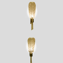 Load image into Gallery viewer, Pair of hand blown large glass leaf wall lights by Carlo Fuga