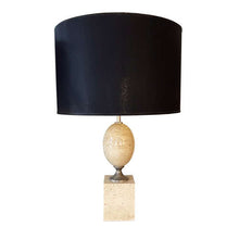 Load image into Gallery viewer, Pair of Philippe Barbier 1970s Travertine 'Egg' Table Lamps