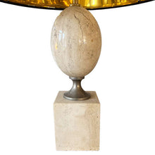 Load image into Gallery viewer, Pair of Philippe Barbier 1970s Travertine 'Egg' Table Lamps