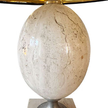 Load image into Gallery viewer, Pair of Philippe Barbier 1970s Travertine 'Egg' Table Lamps