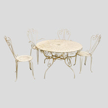 Load image into Gallery viewer, Set of 4 garden chairs and round table, French 1950s
