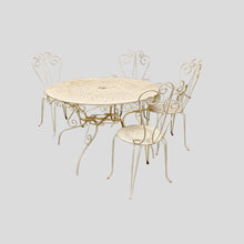 Load image into Gallery viewer, Set of 4 garden chairs and round table, French 1950s
