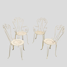 Load image into Gallery viewer, Set of 4 garden chairs and round table, French 1950s
