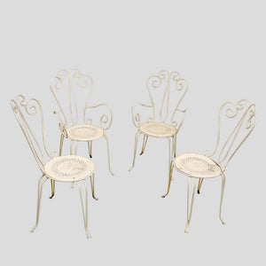 Set of 4 garden chairs and round table, French 1950s