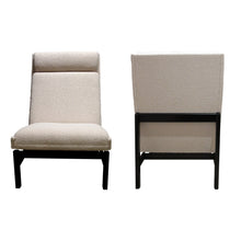 Load image into Gallery viewer, 1960s Danish structural tall back armchairs newly upholstered with a bouclé fabric