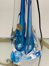Load image into Gallery viewer, 1950s Val St Lambert Blue Crystal Glass Table Lamp