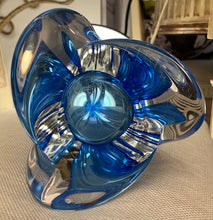 Load image into Gallery viewer, 1950s Val St Lambert Blue Crystal Glass Table Lamp
