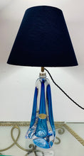 Load image into Gallery viewer, 1950s Val St Lambert Blue Crystal Glass Table Lamp