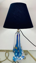 Load image into Gallery viewer, 1950s Val St Lambert Blue Crystal Glass Table Lamp