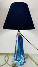 Load image into Gallery viewer, 1950s Val St Lambert Blue Crystal Glass Table Lamp
