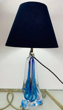 Load image into Gallery viewer, 1950s Val St Lambert Blue Crystal Glass Table Lamp