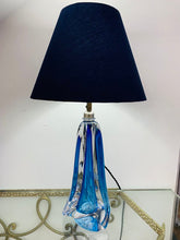 Load image into Gallery viewer, 1950s Val St Lambert Blue Crystal Glass Table Lamp