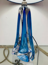 Load image into Gallery viewer, 1950s Val St Lambert Blue Crystal Glass Table Lamp