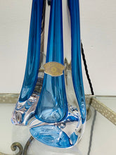 Load image into Gallery viewer, 1950s Val St Lambert Blue Crystal Glass Table Lamp