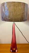 Load image into Gallery viewer, Tall 1950s Val St Lambert Pink Glass Table Lamp