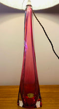 Load image into Gallery viewer, Tall 1950s Val St Lambert Pink Glass Table Lamp