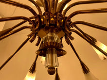 Load image into Gallery viewer, 1950s French Genet et Michon Chandelier with Cala Shades by Sevres