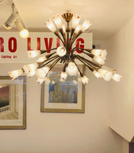 Load image into Gallery viewer, 1950s French Genet et Michon Chandelier with Cala Shades by Sevres