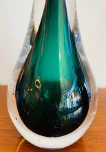 Load image into Gallery viewer, 1950s Val St Lambert Green Glass Hourglass Table Lamp